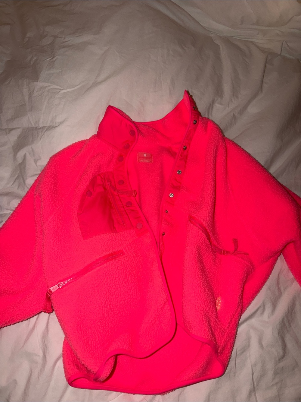 Free People Neon Pink Hit the Slopes Jacket
